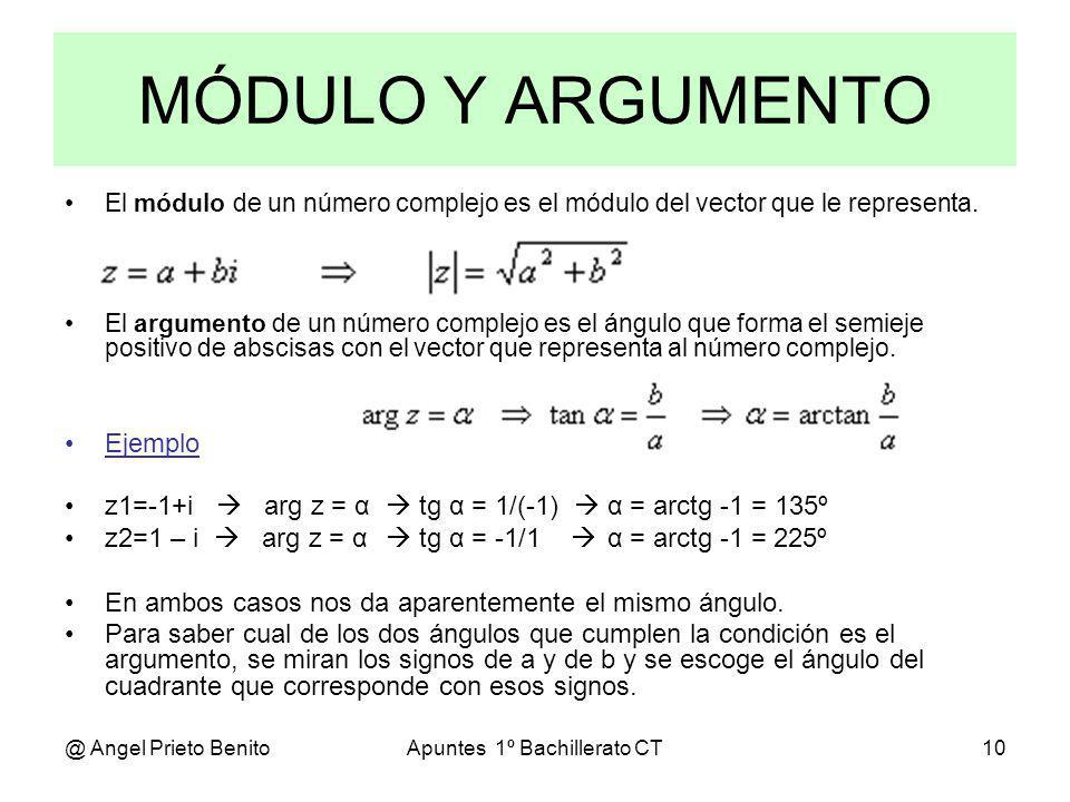 Resultado de imagen de Módulo y  Argumento.numeros complejos
