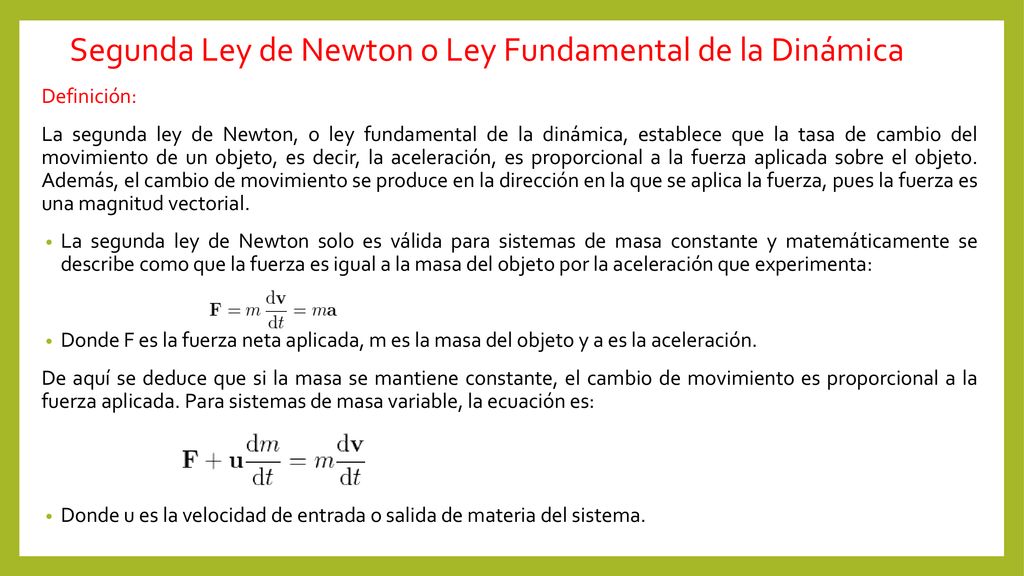 Segunda Ley de Newton o Ley Fundamental de la Dinámica - ppt descargar