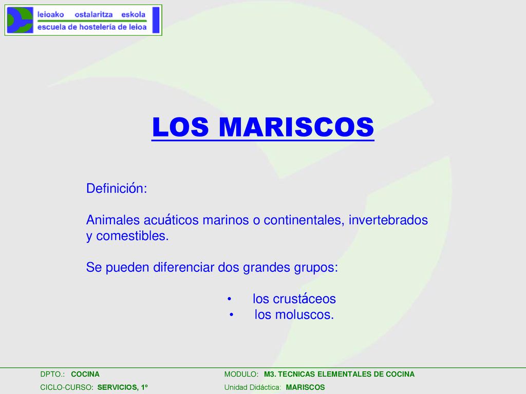 LOS MARISCOS Definición: - ppt descargar