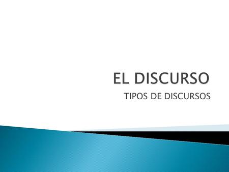 EL DISCURSO TIPOS DE DISCURSOS.