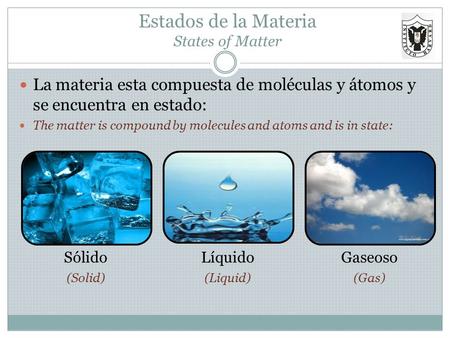 Estados de la Materia States of Matter