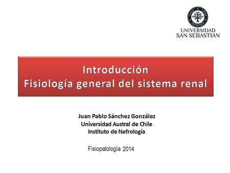 Juan Pablo Sánchez González Universidad Austral de Chile Instituto de Nefrología Fisiopatología 2014.