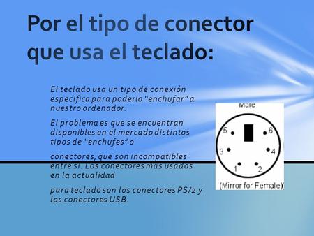 El teclado usa un tipo de conexión especifica para poderlo “enchufar” a nuestro ordenador. El problema es que se encuentran disponibles en el mercado distintos.