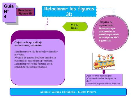 Relacionar las figuras 3D Autores: Valeska Castañeda – Lisette Pizarro