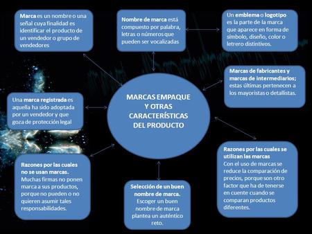 MARCAS EMPAQUE Y OTRAS CARACTERÍSTICAS DEL PRODUCTO