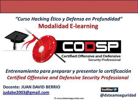 Modalidad E-learning “Curso Hacking Ético y Defensa en Profundidad”