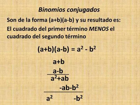 Algebra 14 binomios conjugados