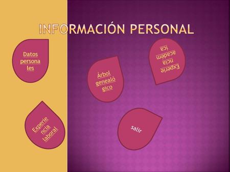 Datos persona les Experie ncia laboral Árbol genealó gico salir Experie ncia académ ica.