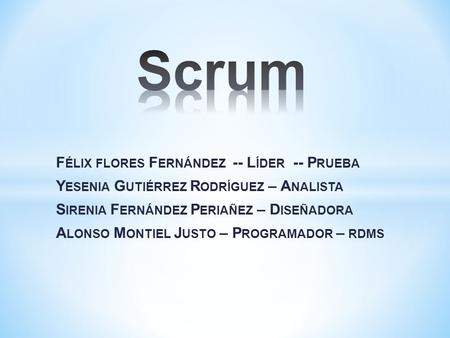F ÉLIX FLORES F ERNÁNDEZ -- L ÍDER -- P RUEBA Y ESENIA G UTIÉRREZ R ODRÍGUEZ – A NALISTA S IRENIA F ERNÁNDEZ P ERIAÑEZ – D ISEÑADORA A LONSO M ONTIEL J.