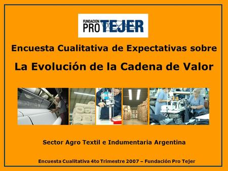 Encuesta Cualitativa 4to Trimestre 2007 – Fundación Pro Tejer Encuesta Cualitativa de Expectativas sobre La Evolución de la Cadena de Valor Sector Agro.