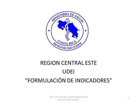 REGION CENTRAL ESTE UDEI “FORMULACIÓN DE INDICADORES”
