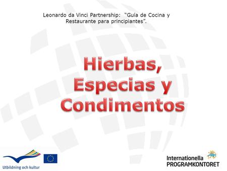 Leonardo da Vinci Partnership: “Guía de Cocina y Restaurante para principiantes”.