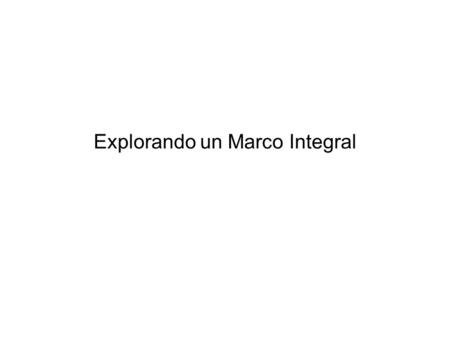 Explorando un Marco Integral. En todo diálogo hay… Individuos (perspectiva de 1ª persona), lo que involucra el mundo interior de la experiencia subjetiva.