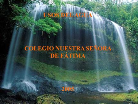 USOS DEL AGUA COLEGIO NUESTRA SEÑORA DE FÁTIMA 2005.