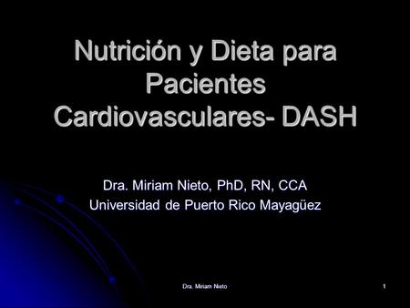 Nutrición y Dieta para Pacientes Cardiovasculares- DASH