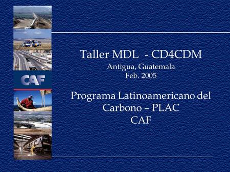 Taller MDL - CD4CDM Antigua, Guatemala Feb. 2005 Programa Latinoamericano del Carbono – PLAC CAF.