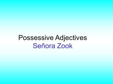 Possessive Adjectives Señora Zook. Possessive Adjectives (defined) As you might imagine, possessive adjectives refer to adjectives that show possession.
