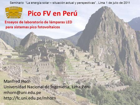 Pico FV en Perú Manfred Horn
