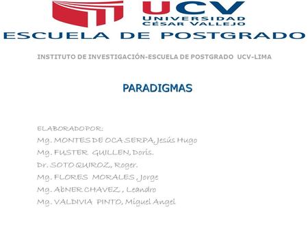 INSTITUTO DE INVESTIGACIÓN-ESCUELA DE POSTGRADO UCV-LIMA