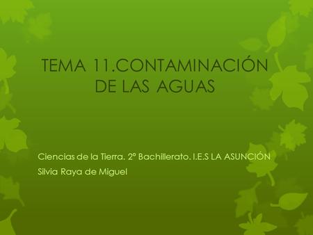 TEMA 11.CONTAMINACIÓN DE LAS AGUAS