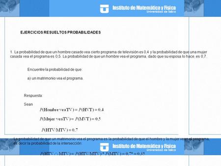 EJERCICIOS RESUELTOS PROBABILIDADES
