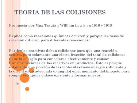 TEORIA DE LAS COLISIONES