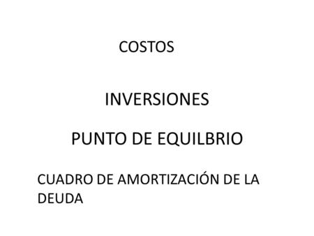 INVERSIONES PUNTO DE EQUILBRIO COSTOS
