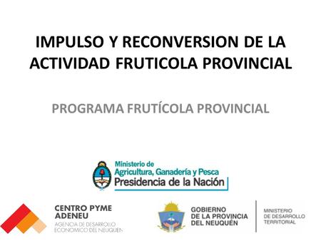 IMPULSO Y RECONVERSION DE LA ACTIVIDAD FRUTICOLA PROVINCIAL PROGRAMA FRUTÍCOLA PROVINCIAL.