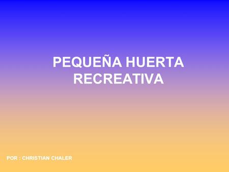 PEQUEÑA HUERTA RECREATIVA POR : CHRISTIAN CHALER.