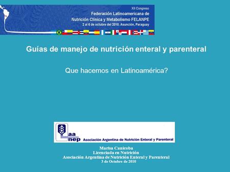 Guías de manejo de nutrición enteral y parenteral