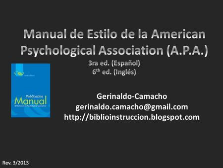 Manual de Estilo de la American Psychological Association (A. P. A