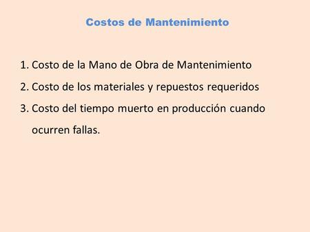Costos de Mantenimiento