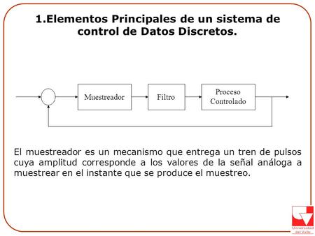 Elementos Principales de un sistema de control de Datos Discretos.