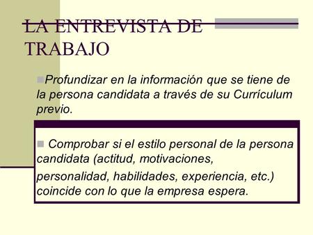 LA ENTREVISTA DE TRABAJO