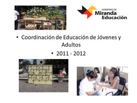 Coordinación de Educación de Jóvenes y Adultos 2011 - 2012.