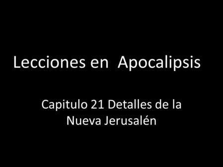 Lecciones en Apocalipsis