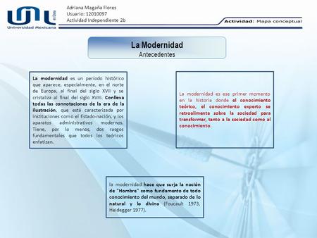 La Modernidad Antecedentes Adriana Magaña Flores Usuario: