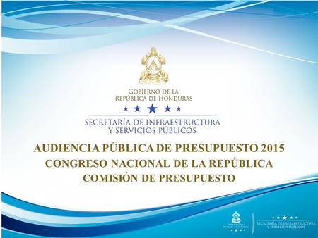 AUDIENCIA PÚBLICA DE PRESUPUESTO 2015 CONGRESO NACIONAL DE LA REPÚBLICA COMISIÓN DE PRESUPUESTO.