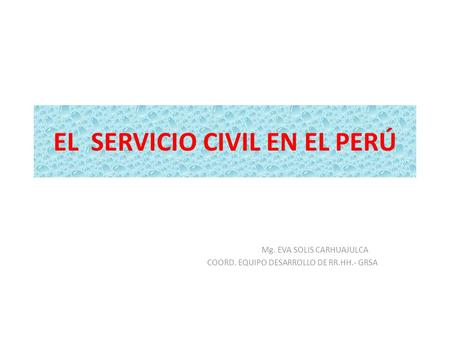EL SERVICIO CIVIL EN EL PERÚ