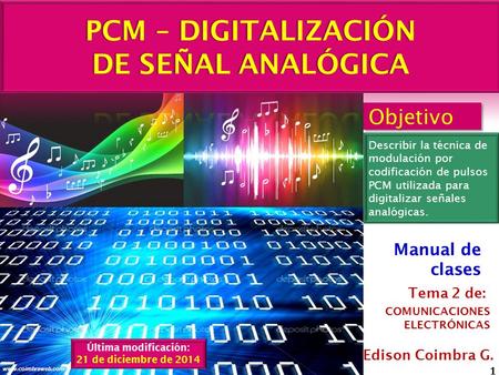 PCM – DIGITALIZACIÓN DE SEÑAL ANALÓGICA