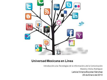 Universad Mexicana en Línea Introducción a las Tecnologías de la Información y de la Comunicación Maestra: Eloina Rodríguez Leticia Ximena Escobar Sánchez.