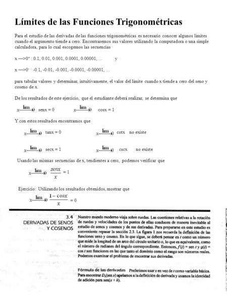 Límites de las Funciones Trigonométricas