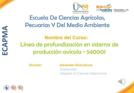 Escuela De Ciencias Agrícolas, Pecuarias Y Del Medio Ambiente Nombre del Curso: Línea de profundización en sistema de producción avícola - 540001 ECAPMA.