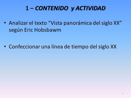 1 – CONTENIDO y ACTIVIDAD
