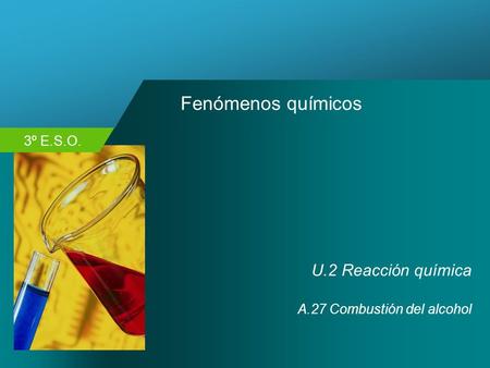 3º E.S.O. Fenómenos químicos U.2 Reacción química A.27 Combustión del alcohol.