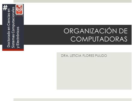 ORGANIZACIÓN DE COMPUTADORAS DRA. LETICIA FLORES PULIDO.
