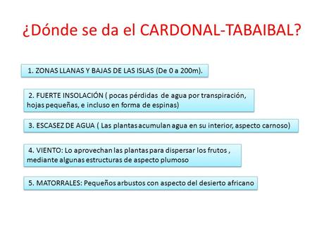 ¿Dónde se da el CARDONAL-TABAIBAL?