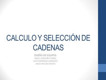 CALCULO Y SELECCIÓN DE CADENAS