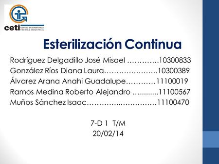 Esterilización Continua