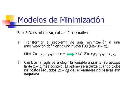 Modelos de Minimización